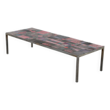 Large Ceramic-Tile Coffee Table by Pia Manu, Handcrafted, Belgium 1960's