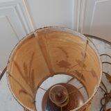 Sandstone lamp and lampshade in dried flowers 70s