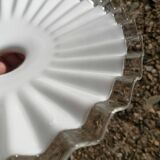 Pendant lampshade in white vintage serrated opaline