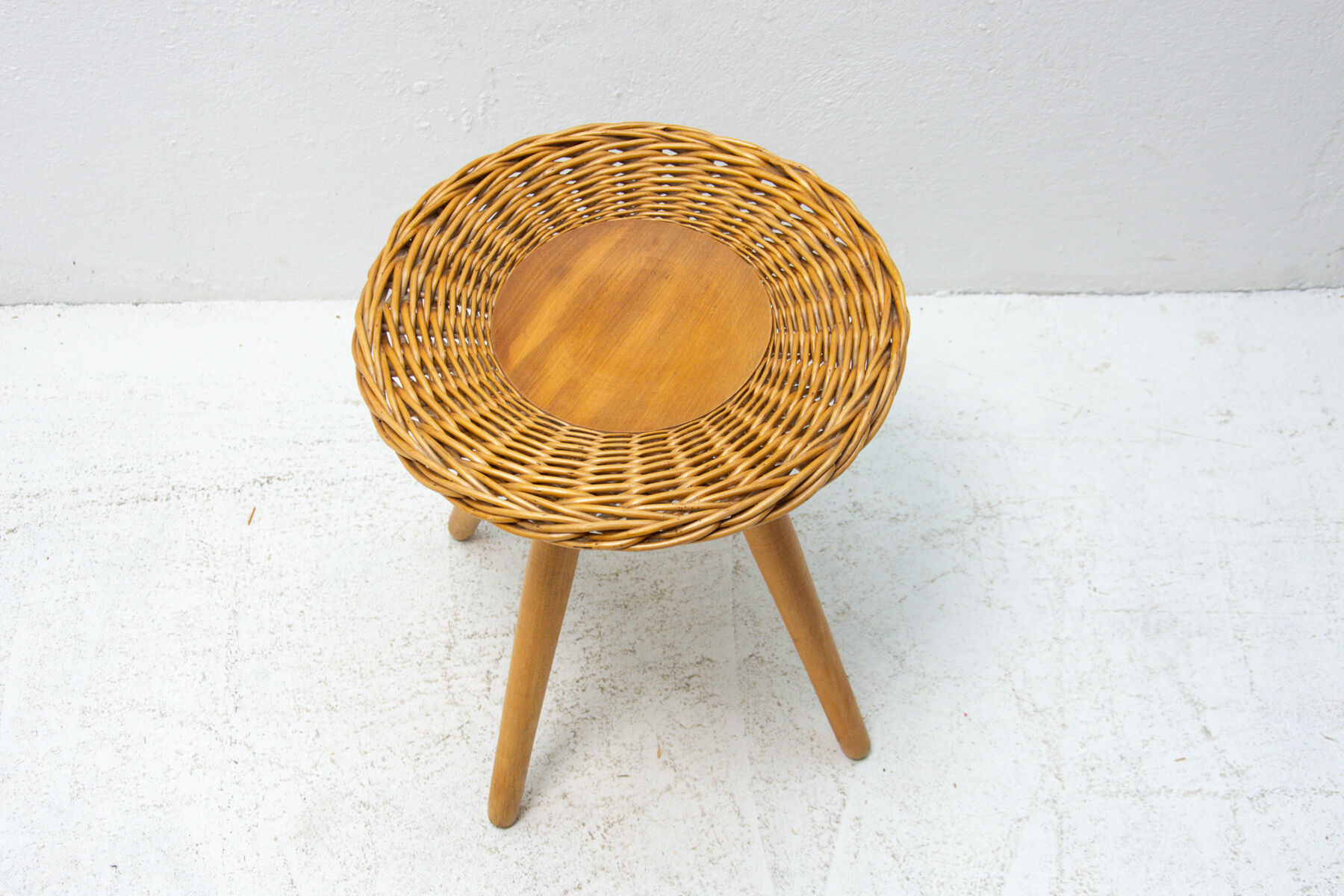 Mid century rattan stool by Jan Kalous for Úluv, 1960´s, Czechoslovakia