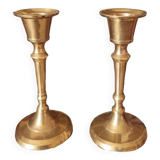 Duo of small brass candlesticks