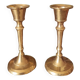 Duo of small brass candlesticks