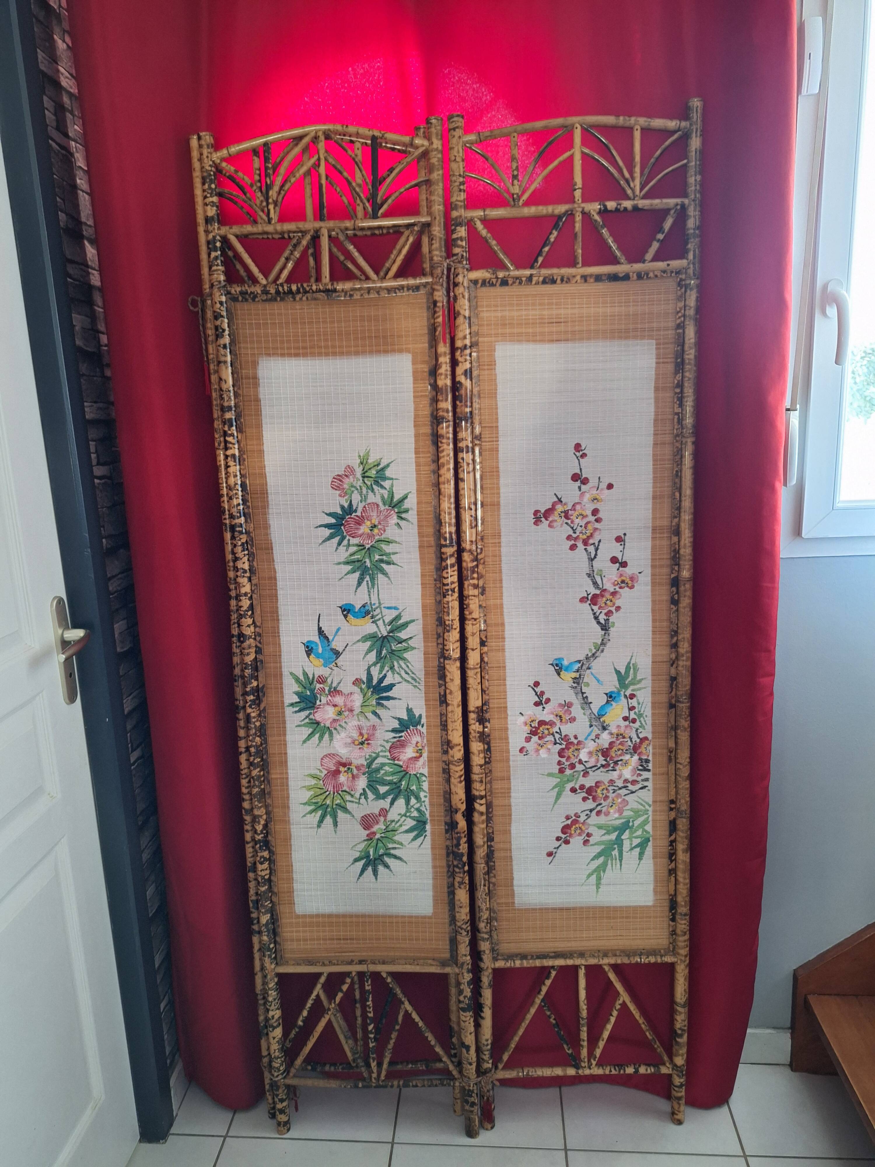 Paravent en bambou decor asiatique