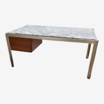 Alu & marble desk 1972 by Georges Ciancimino