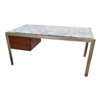 Alu & marble desk 1972 by Georges Ciancimino