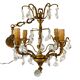 Chic chandelier with crystal tassels 4 lights gilded bronze H 69 cm vintage