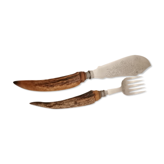 Fish service. XIXth. Deer antler handle.