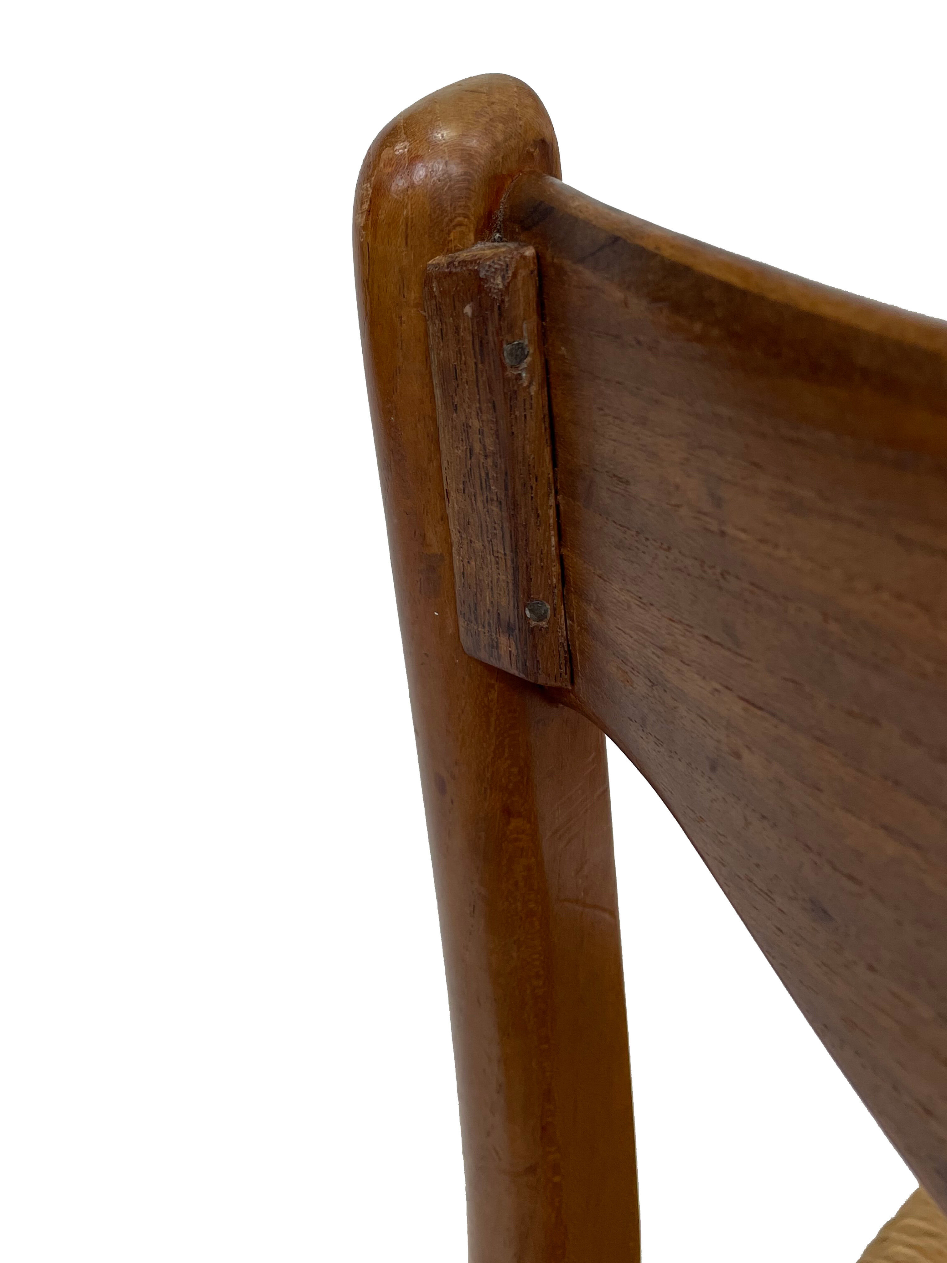 Mid-century teak dining chair by Arne Wahl Iversen for Glyngøre Stolefabric