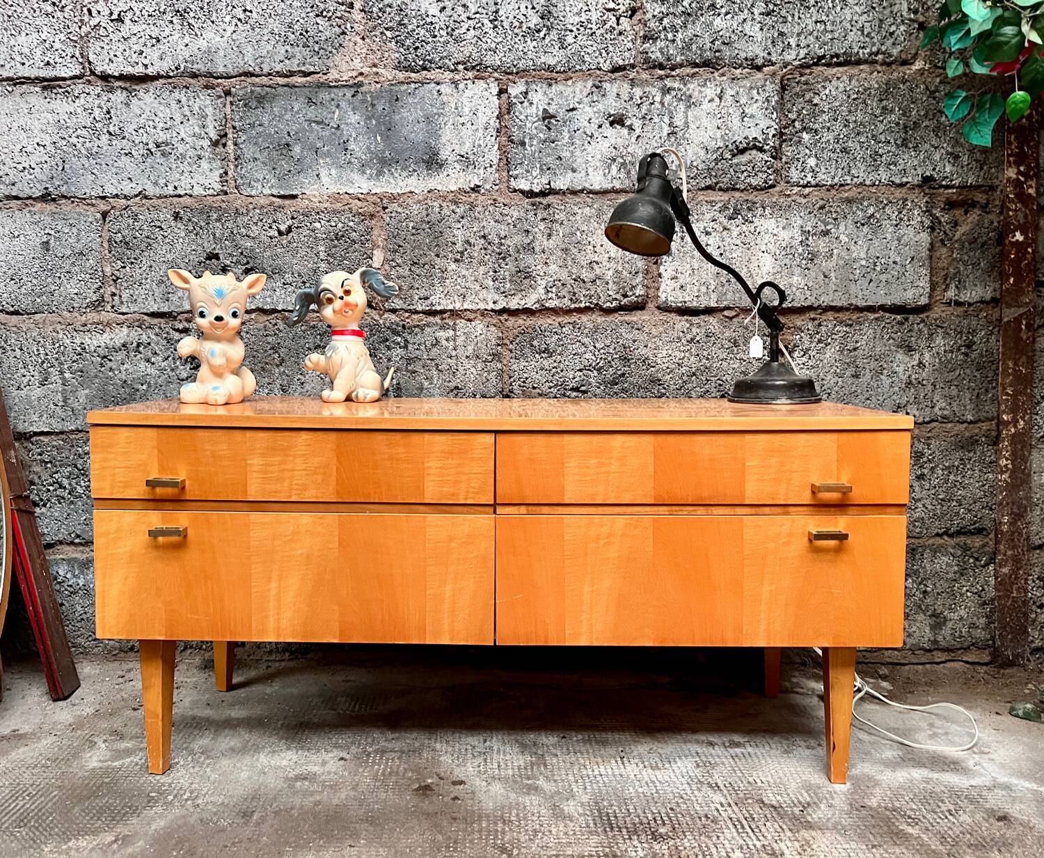 Light wood row TV unit