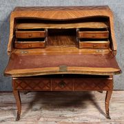 Louis XV period curved secretary desk in marquetry, circa 1750