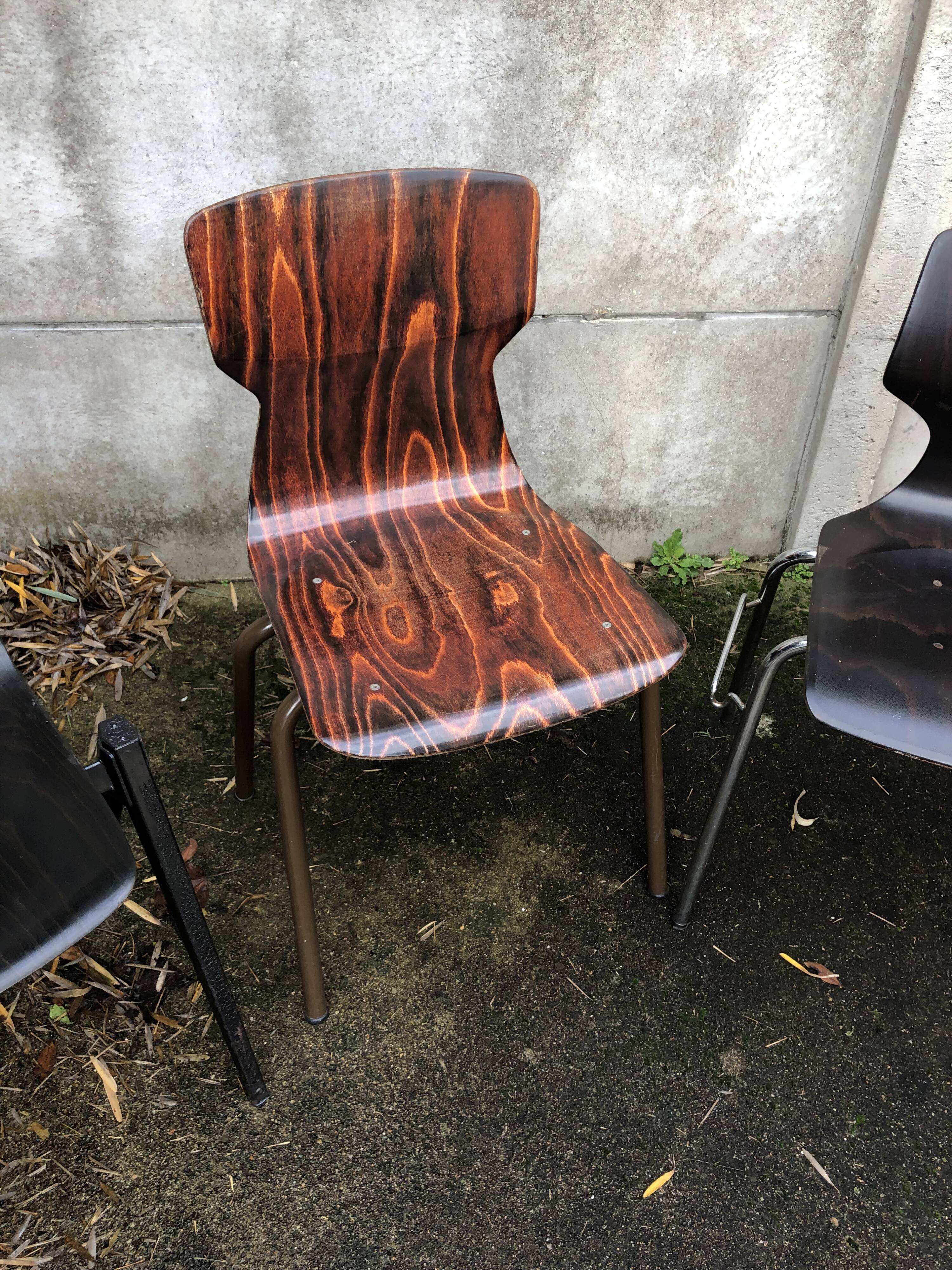 Set of 4 mismatched Dutch vintage chairs - Galvanitas, Eromes, Flottoto