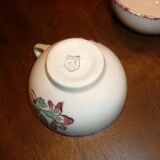 6 beige and red St Amand coffee cups