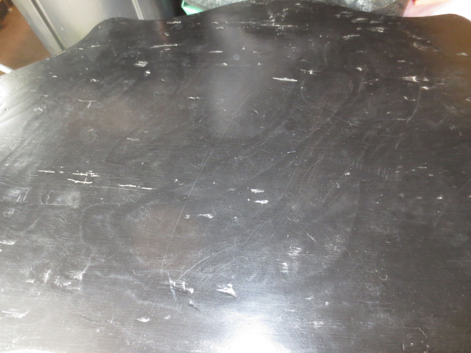 Napoleon style table restored and patinated in antique black with a drawer