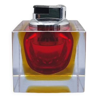 1960s Stunning Red Table Lighter in Murano Sommerso Glass By Flavio Poli for Seguso