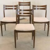 Suite de 4 chaises en palissandre et tissu