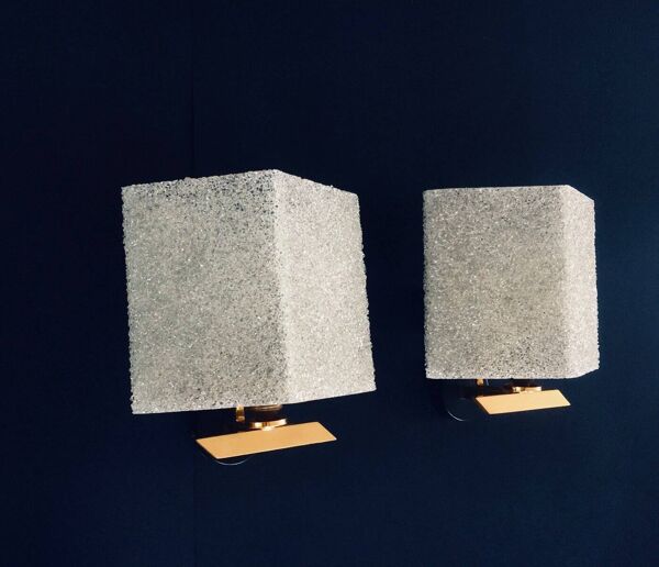 French Flush Mounted Wall Lamp Set, 1960s, Set of 2