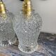 Pair of vintage electrified to nine-piece chiseled glass wall lamps