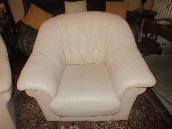 paire De fauteuils cuir Blanc