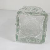Peill & Putzler Modern Square Op Art Vase in Frosted Glass, Germany, 1970s