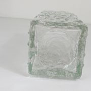 Peill & Putzler Modern Square Op Art Vase in Frosted Glass, Germany, 1970s