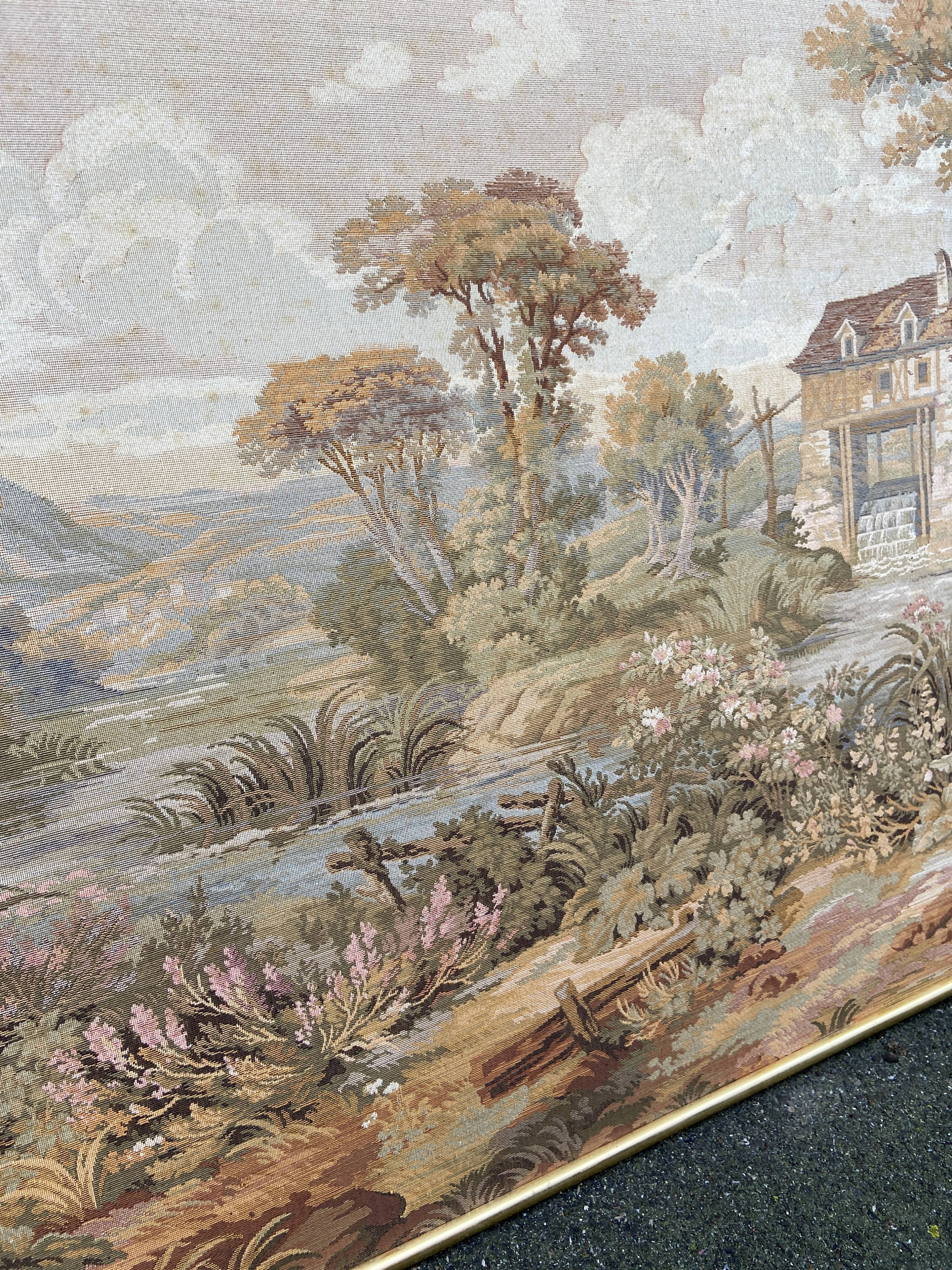 Gobelin French framed wall hanging tapestry AUBUSSON 1950