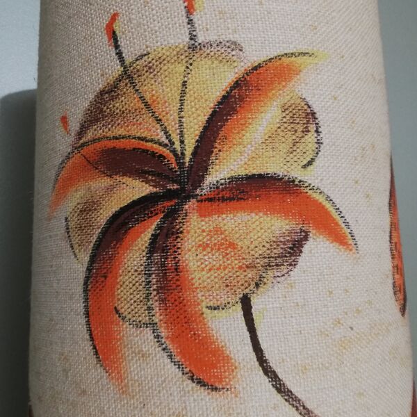 Lampe vintage en grès vernissé avec abat-jour peint à la main