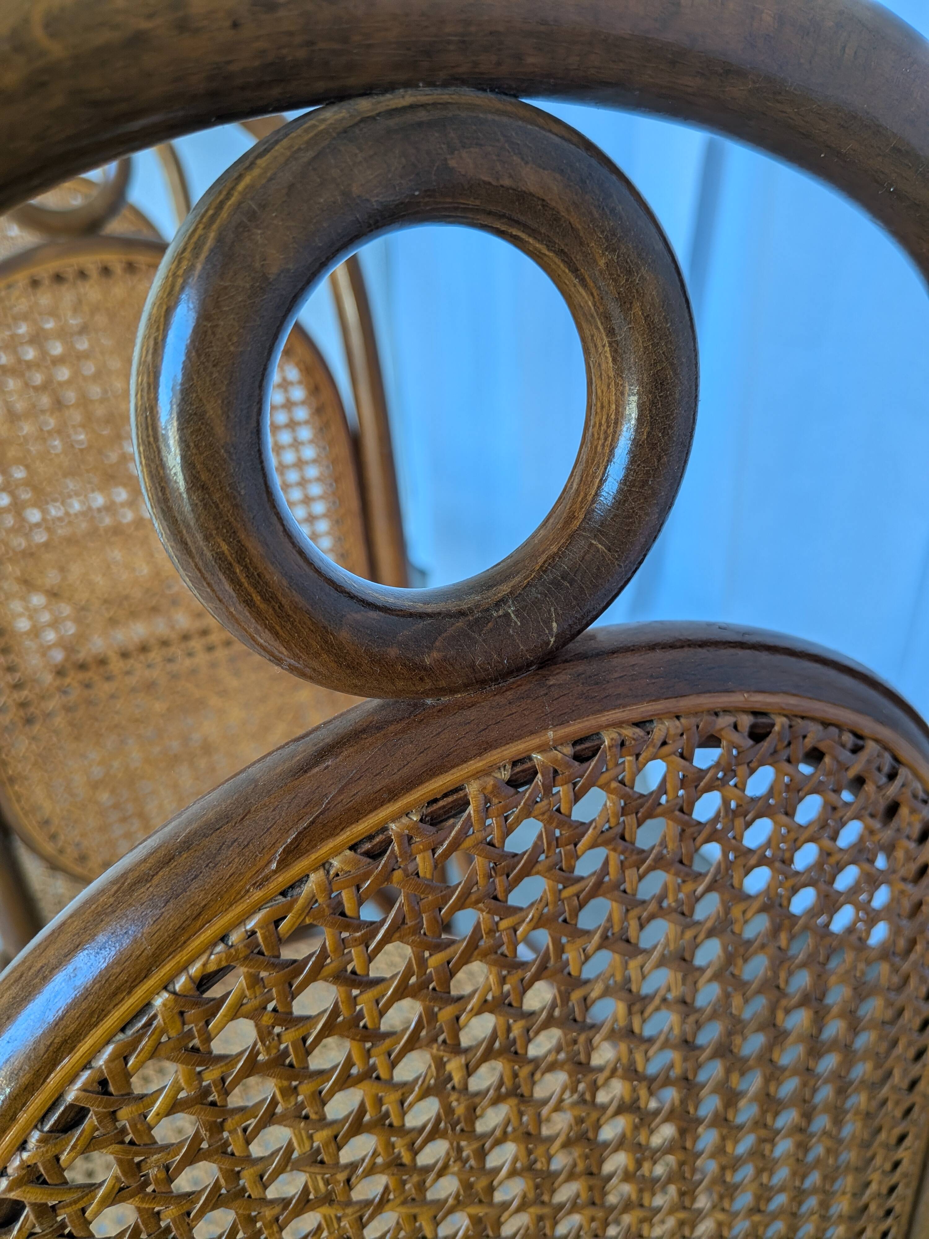 Set of 6 Mid-century Bentwood Cane Dining Chair, Thonet Style, 1970s Yugosl