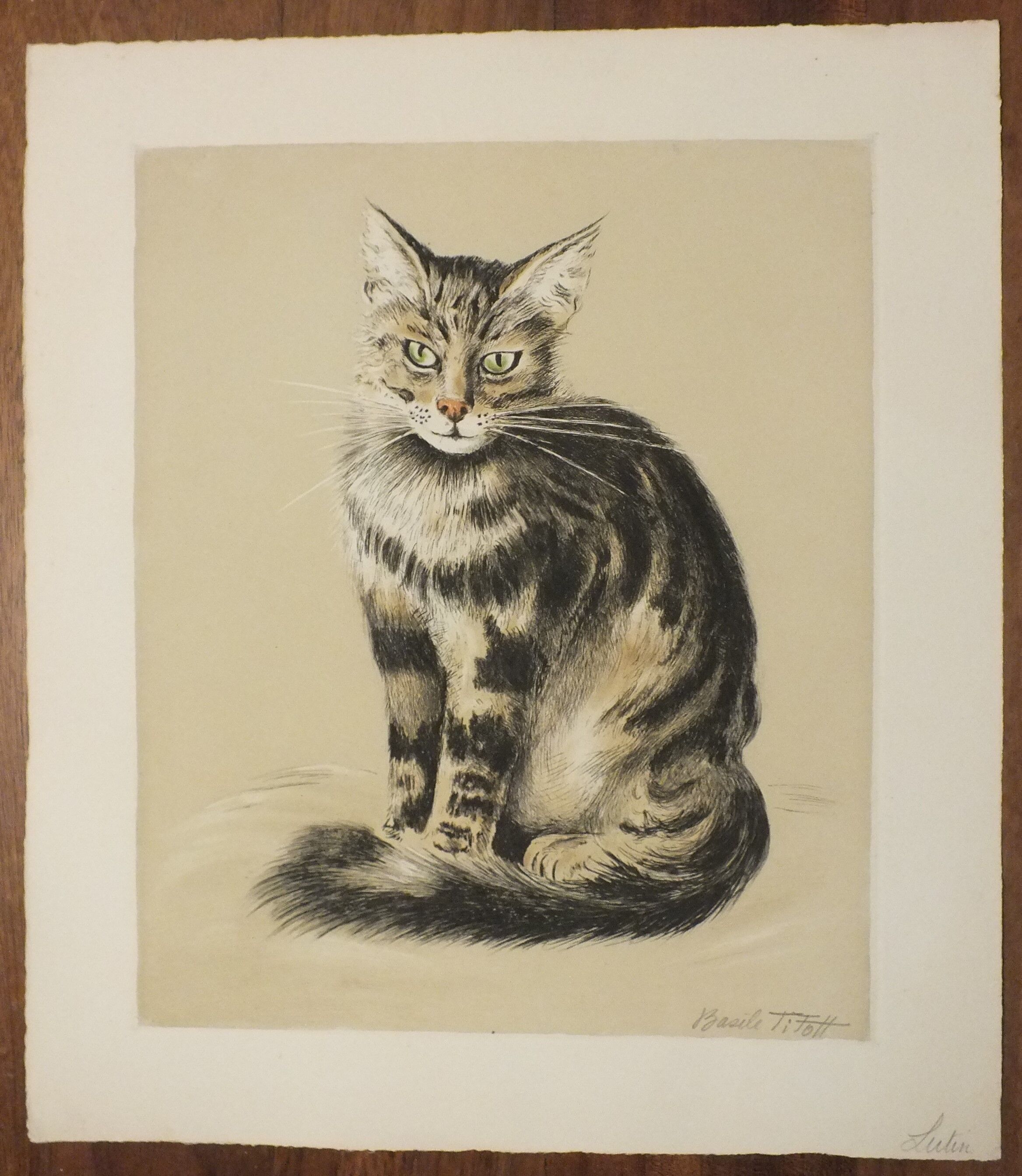 Basile Titoff - Large Signed Lithograph - Elf Cat