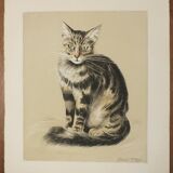 Basile Titoff - Large Signed Lithograph - Elf Cat