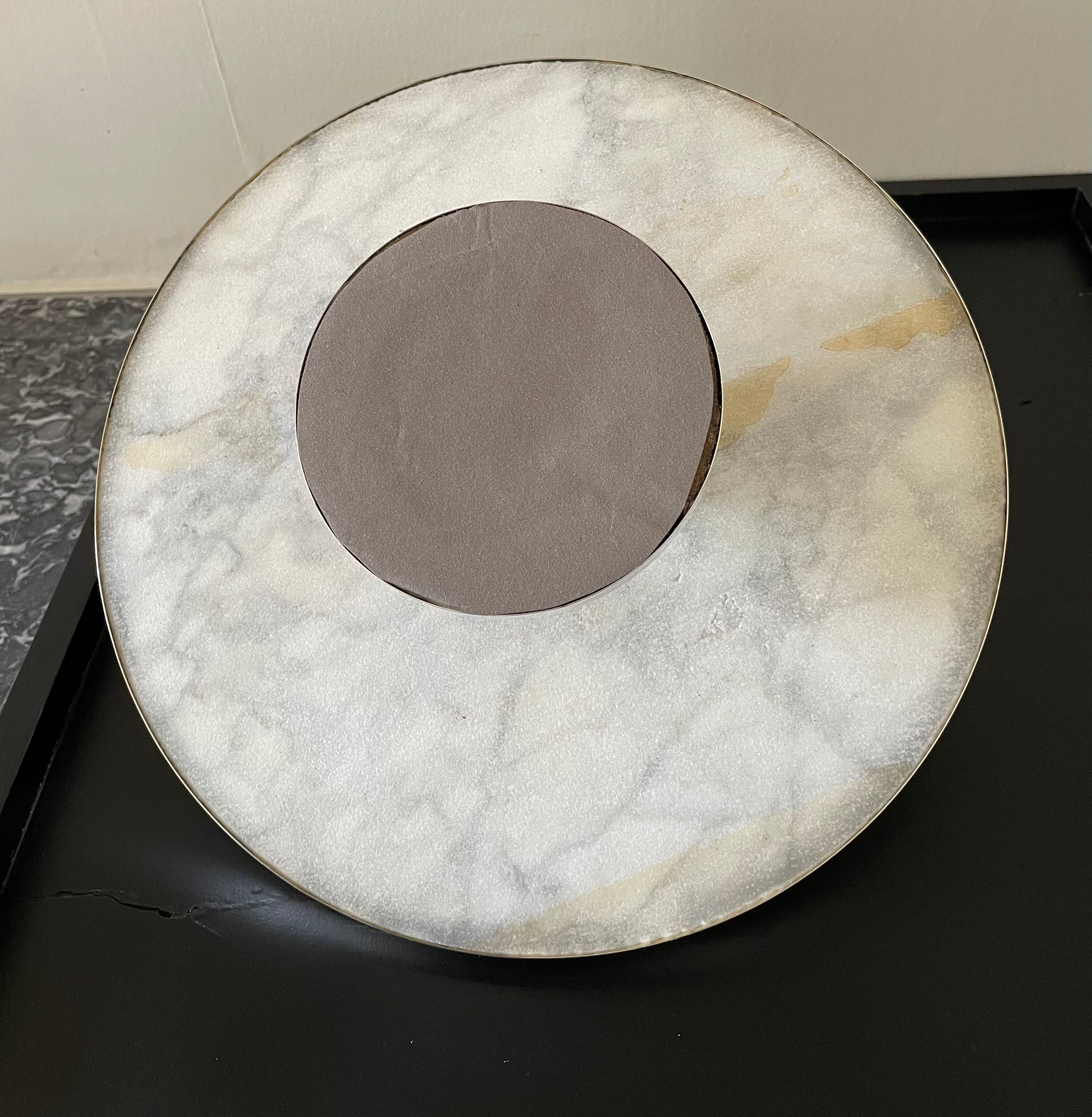 Marble cheese platter and silver metal 1970