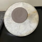 Marble cheese platter and silver metal 1970