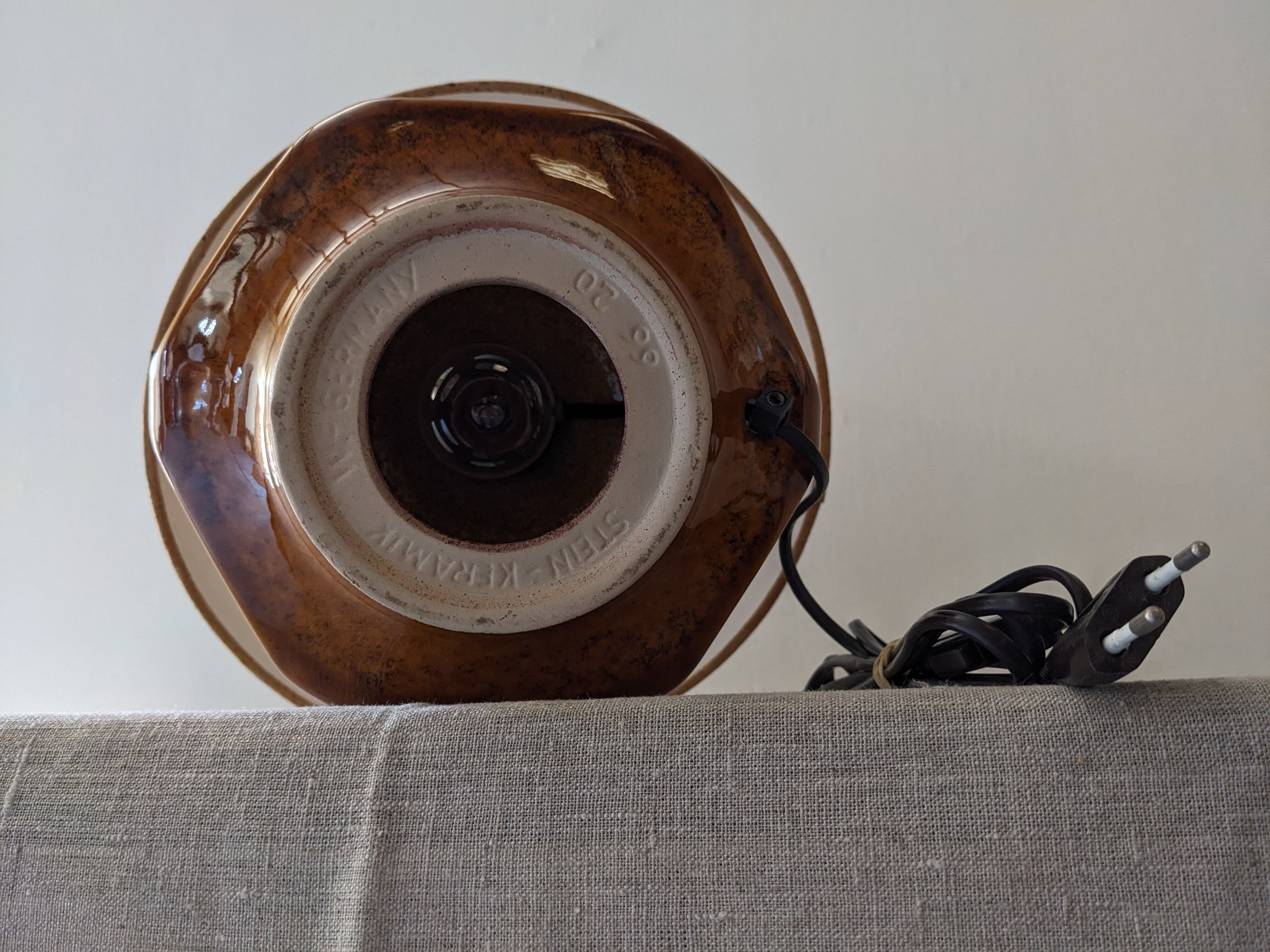 Glazed ceramic lamp from the 60s/70s West Germany