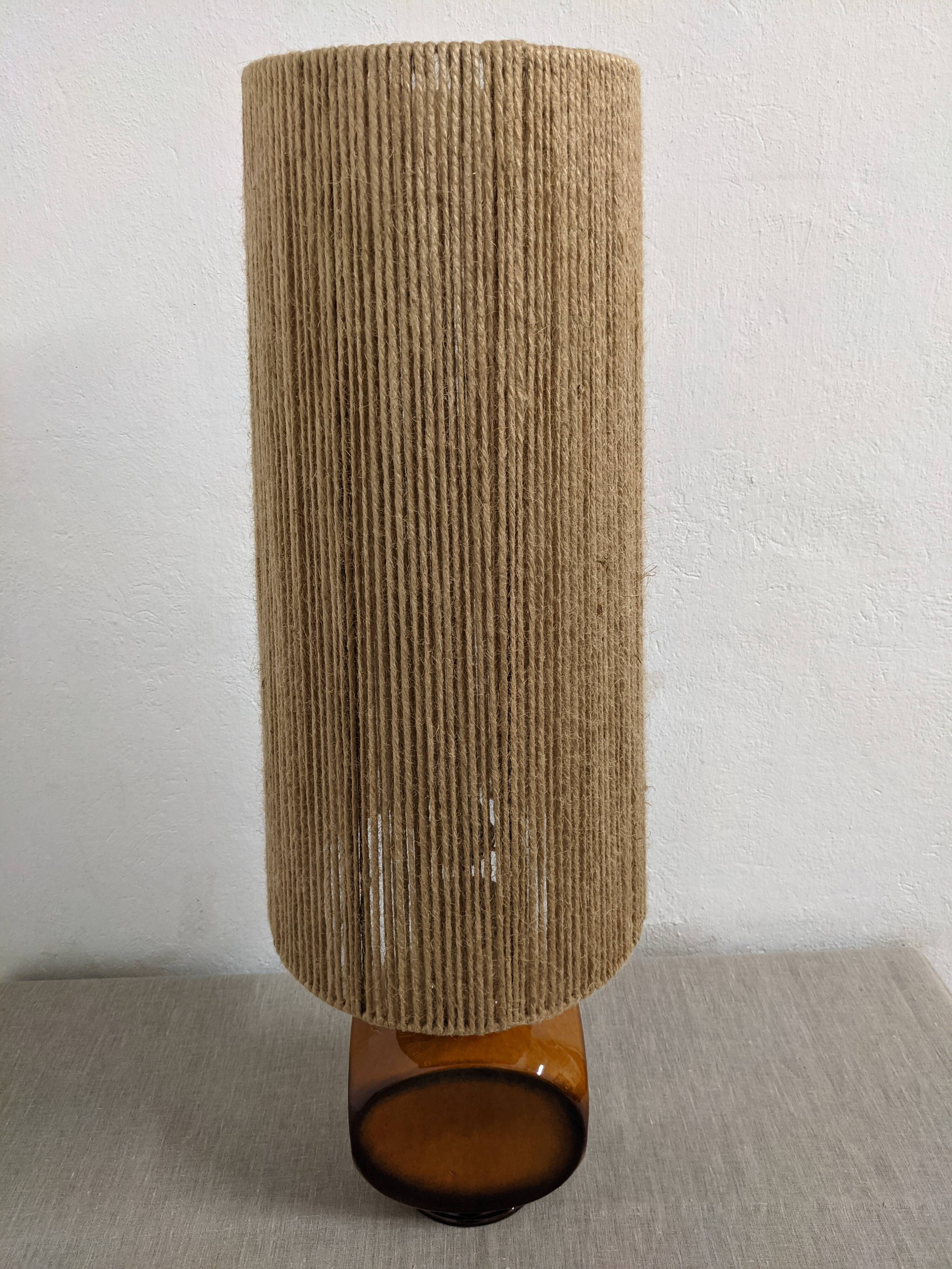 Vintage ceramic lamp and jute rope