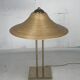 Lampe de table en laiton et rotin en roseau, Italie 1970