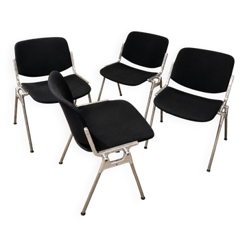 Set of 4 Castelli DSC 106 chairs by G. Piretti.