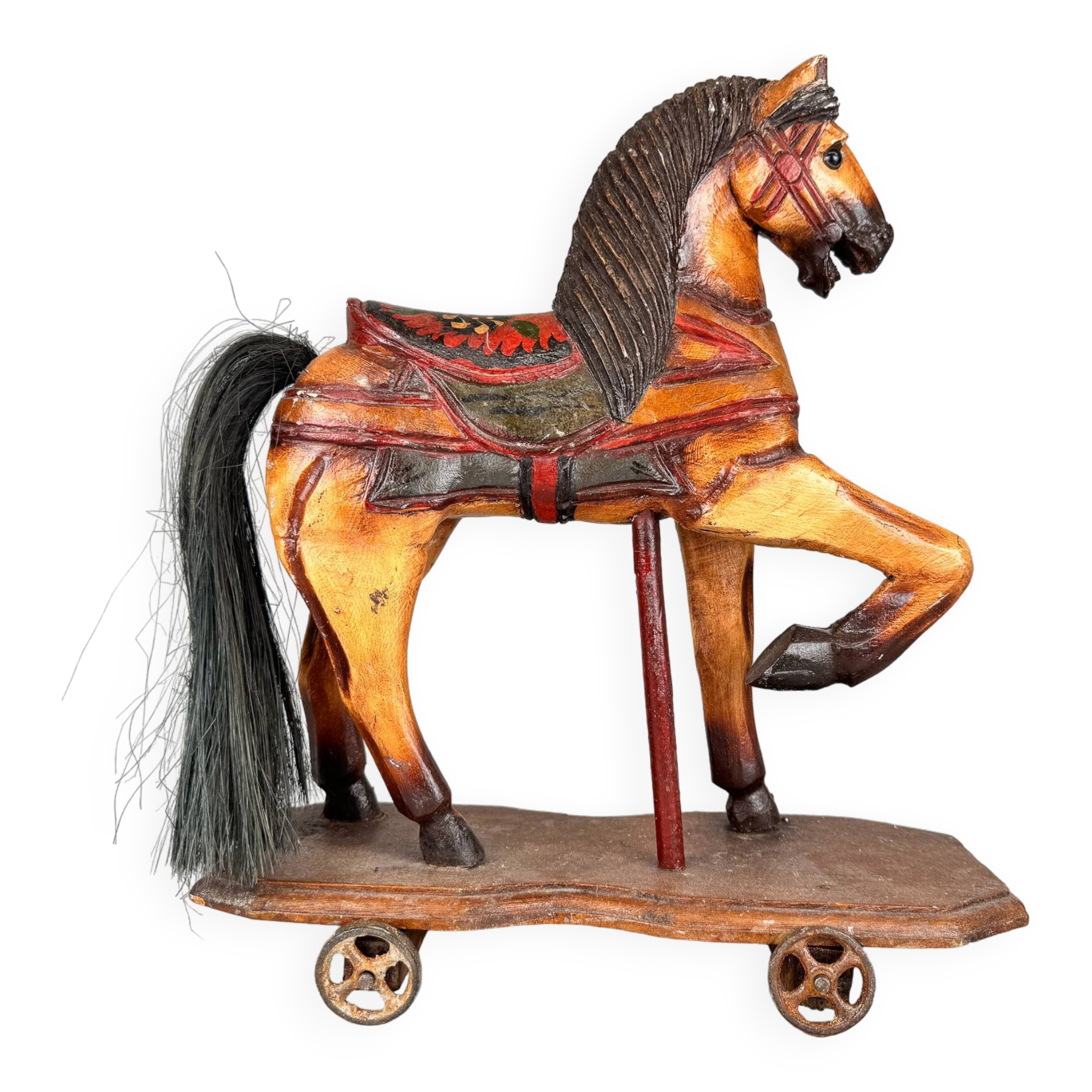 Vintage Wooden Horse on Wheels