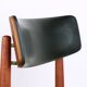 Set of 4 Danish chairs in teak, black skai and brass by Sax 1960.