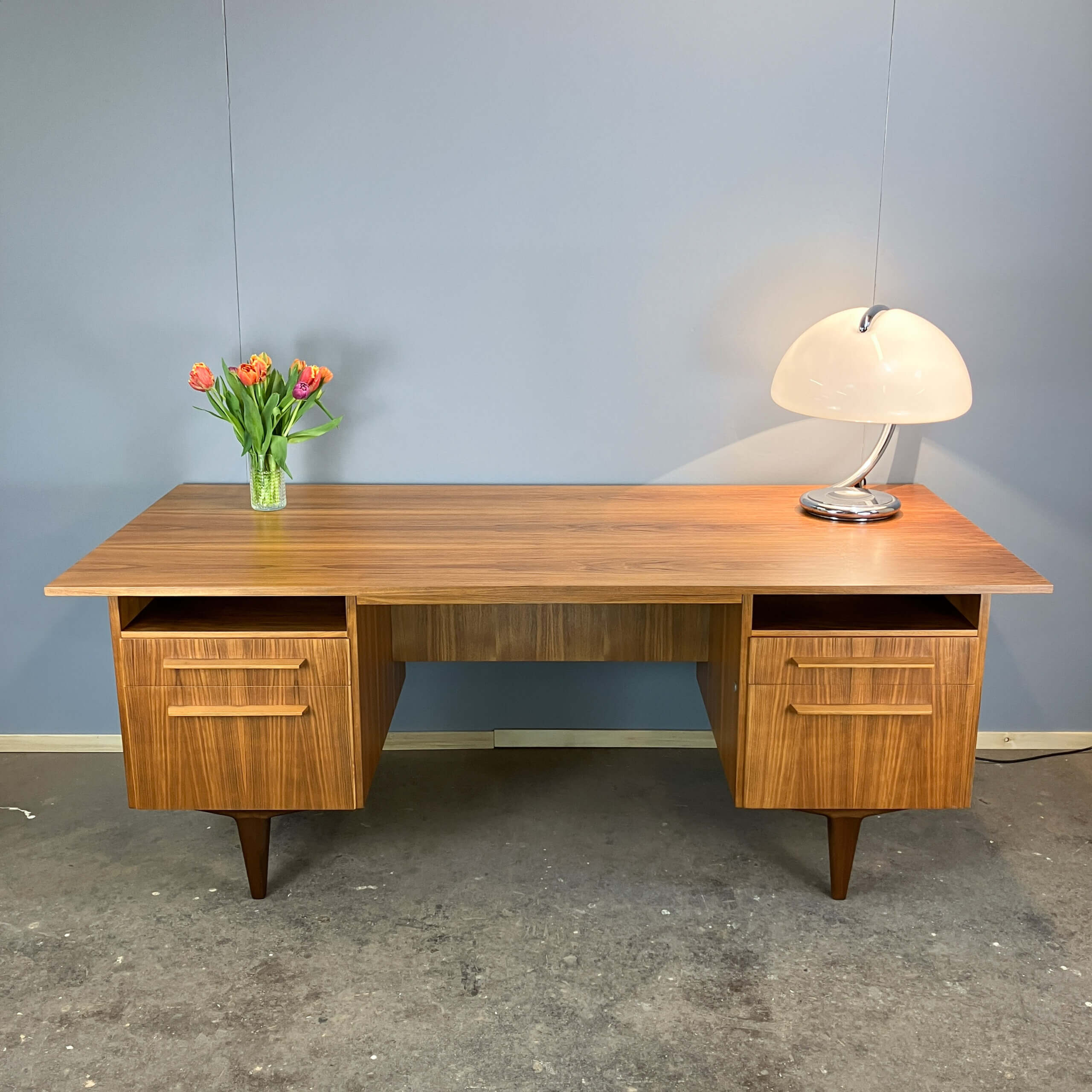 Bauhaus-style desk by WK Möbel, walnut, 1960s