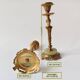 Pair of neoclassical candle holders in gilded bronze and green onyx, bust of