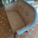 Sofa bench. Vintage rattan