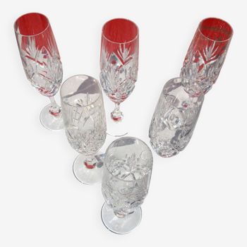 Box 6 Champagne Flutes in Moselle Lorraine cut crystal