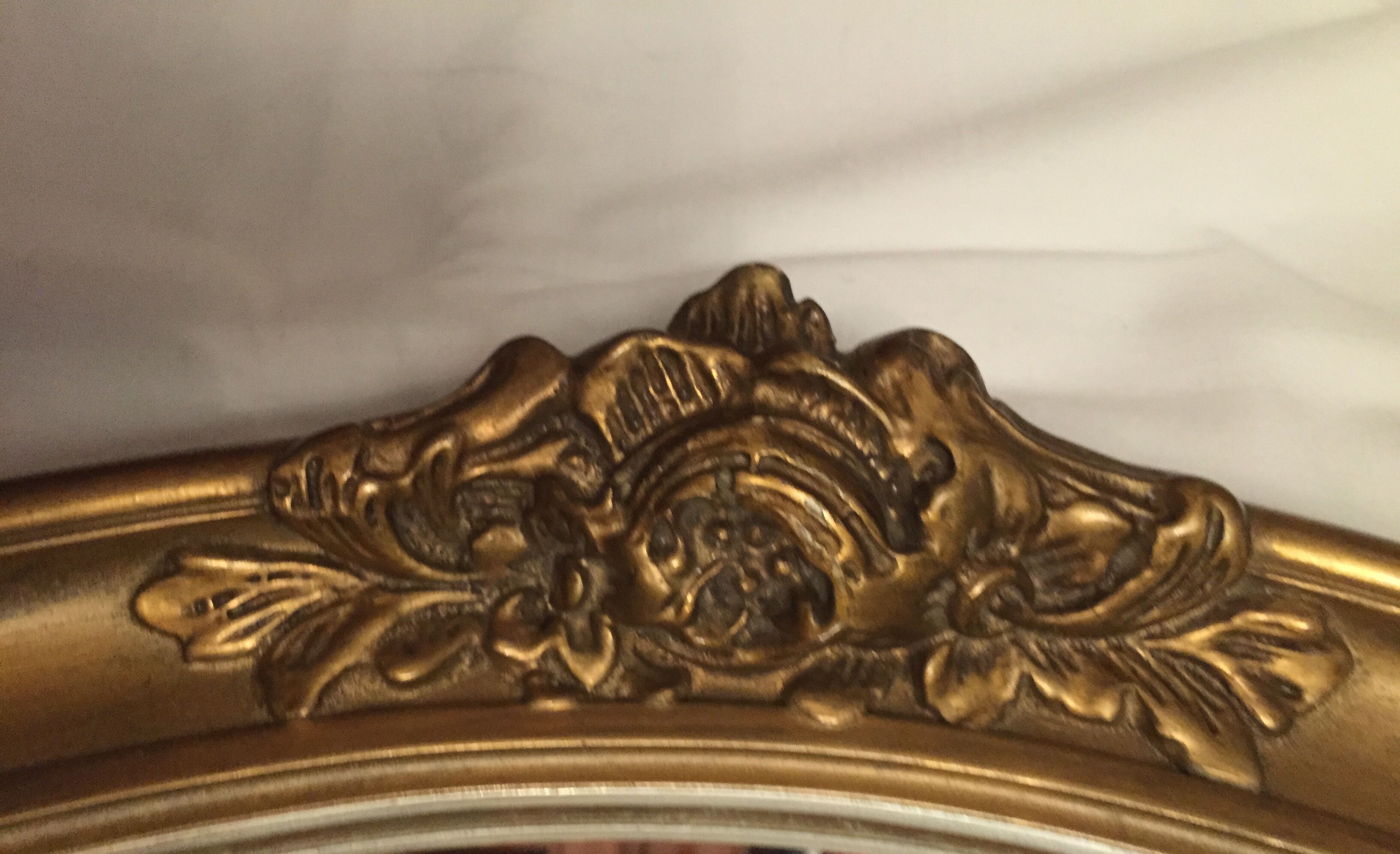 Oval mirror wooden gold 50 x 39 cm