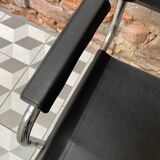 Chrome and black leather armchair type B34
