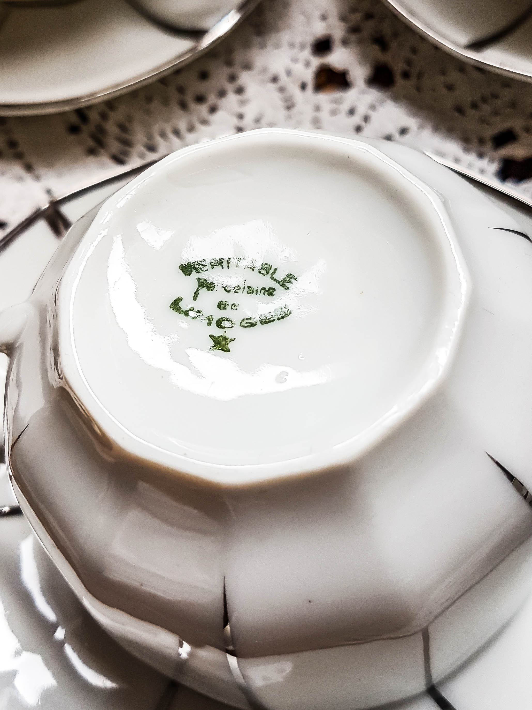 LIMOGES White and Silver Art Deco Style Coffee Service