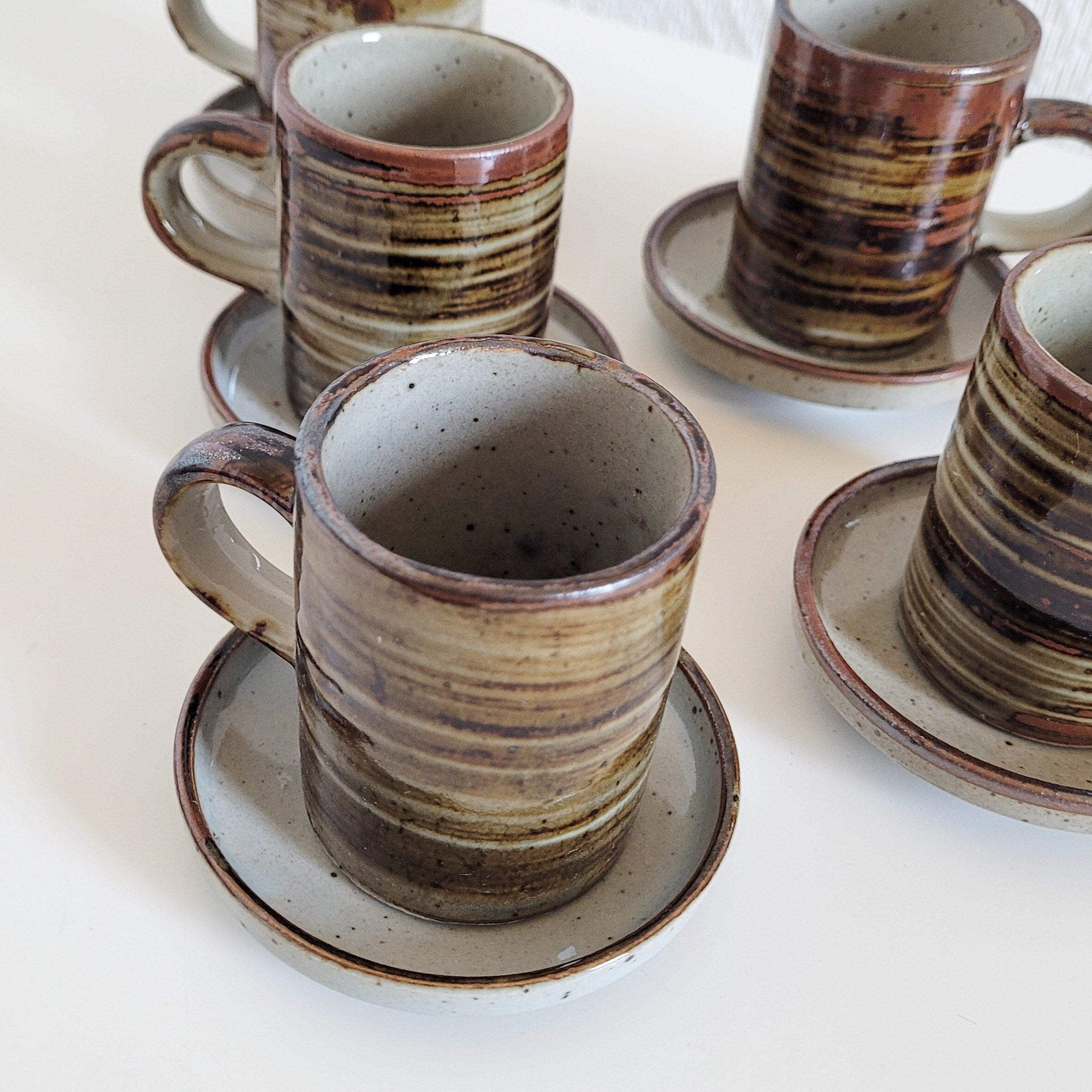 Coffee set for 6 in glazed stoneware