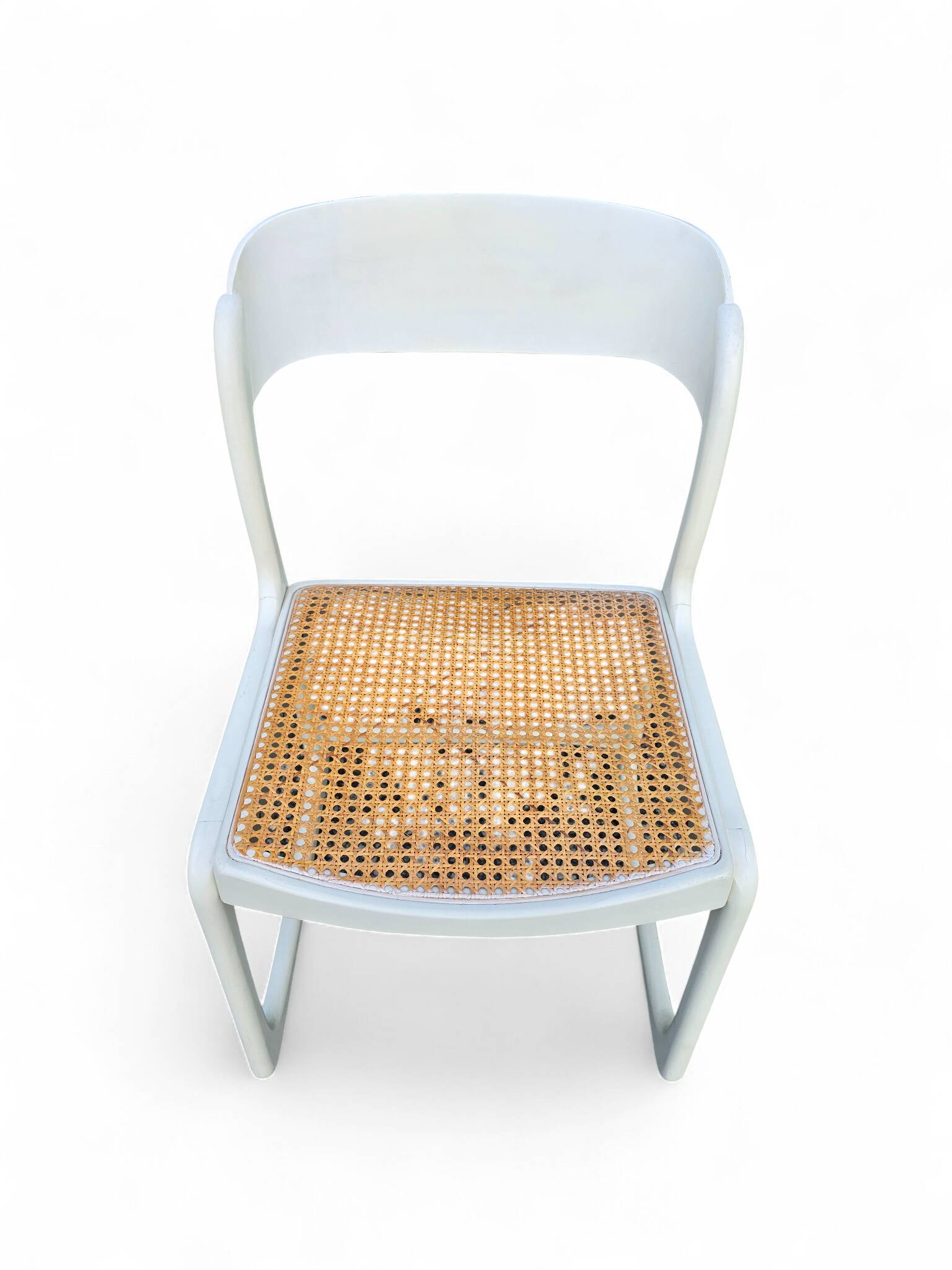 Set of 5 white Baumann "Sleigh" chairs