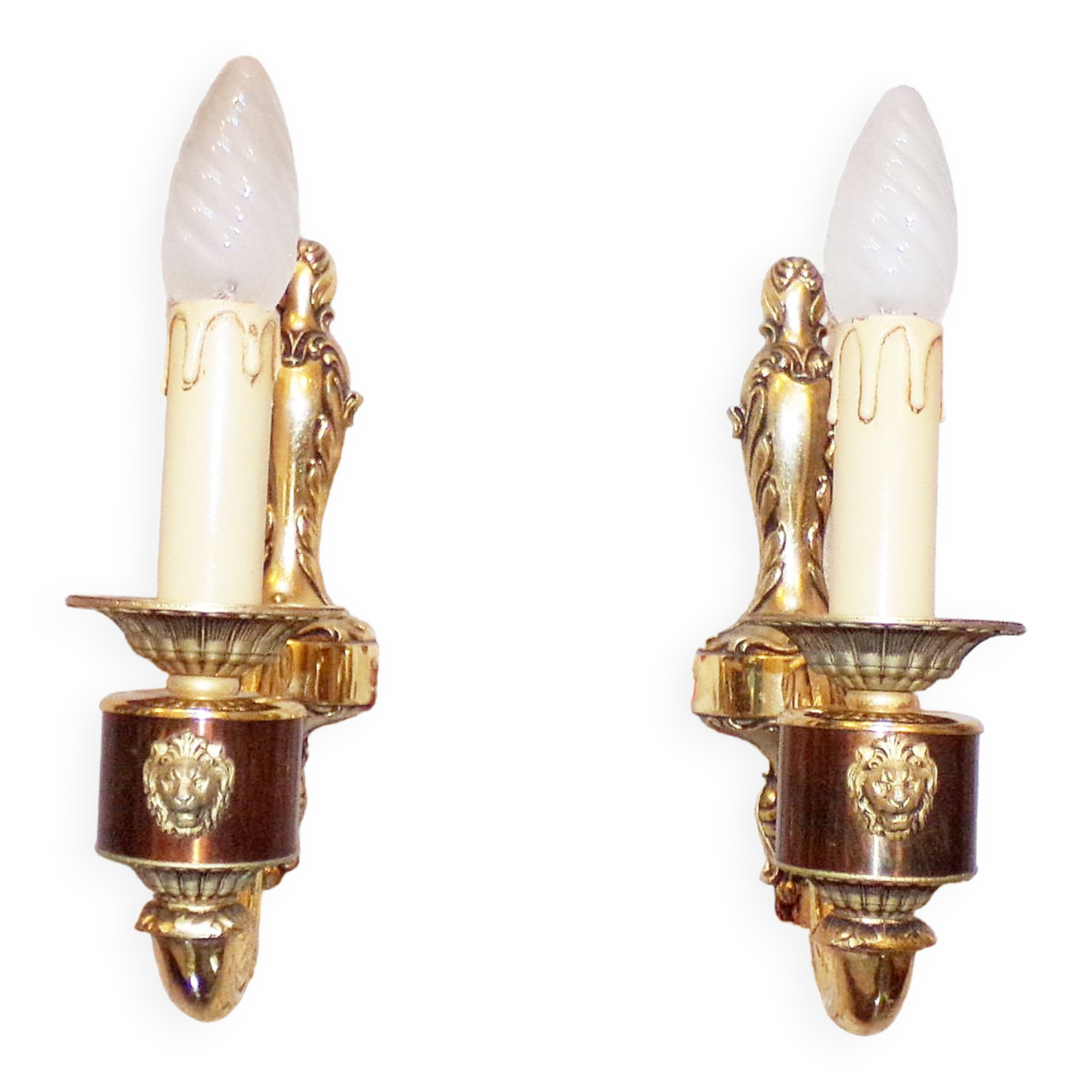 2 old brass wall sconces