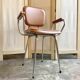 Armchair in chromed metal and tawny skaï 1950s