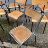 Lot de 10 chaises industrielles école dépareillées vintage mullca tube & bois french school chairs 6