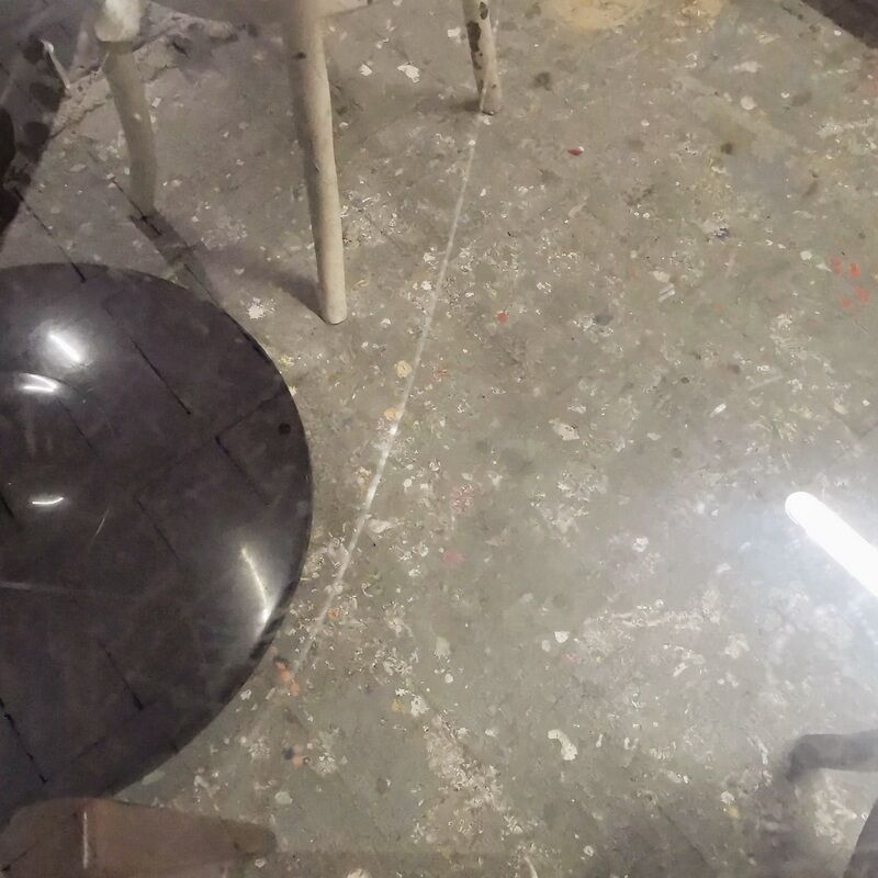 Vintage tulip foot table and smoked glass
